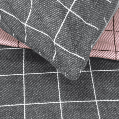 4 tlg Irisette Biber Bettwäsche Koala 8224-60 kariert grau rosa135x200