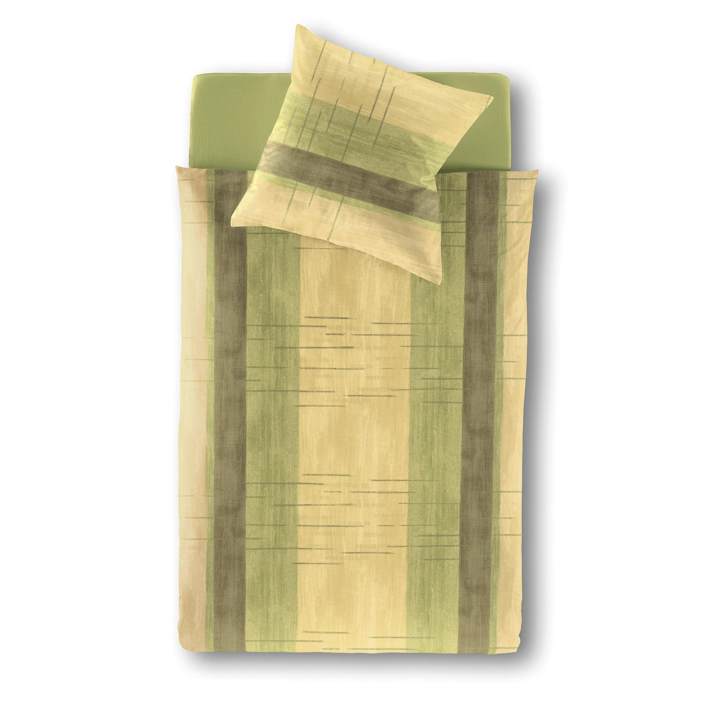 Irisette Biber Bettwäsche Koala 8274-30 Streifen Gelb Grün 135x200