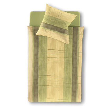 Irisette Biber Bettwäsche Koala 8274-30 Streifen Gelb Grün 135x200