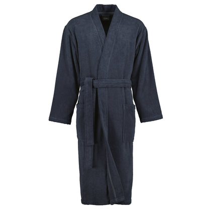 Cawö Home Herren Bademantel Kimono Luxury 828-17 blau Uni-Design