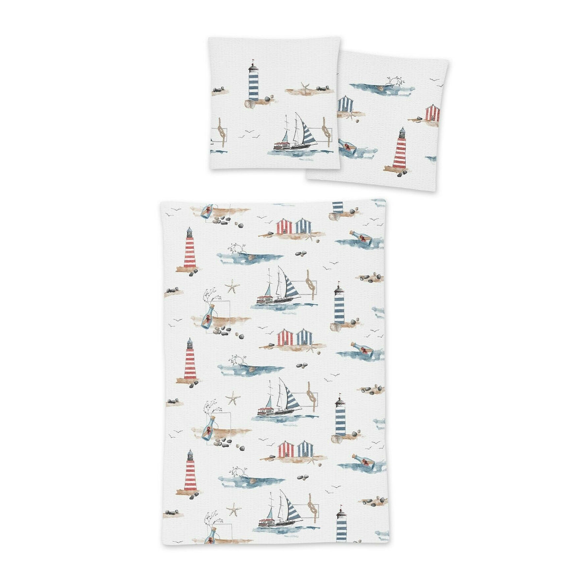 Bettwäsche Irisette Seersucker 8329-90 Leuchtturm maritim 135x200