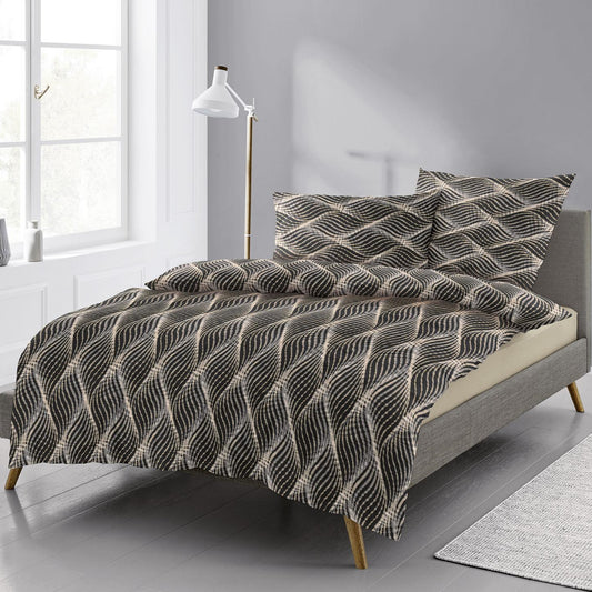 Irisette Flanell Bettwäsche Alpaka 8371-11 Rauten grau natur 135x200