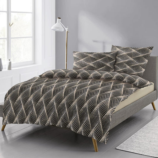 Irisette Flanell Bettwäsche Alpaka 8371-11 Rauten grau natur 135x200