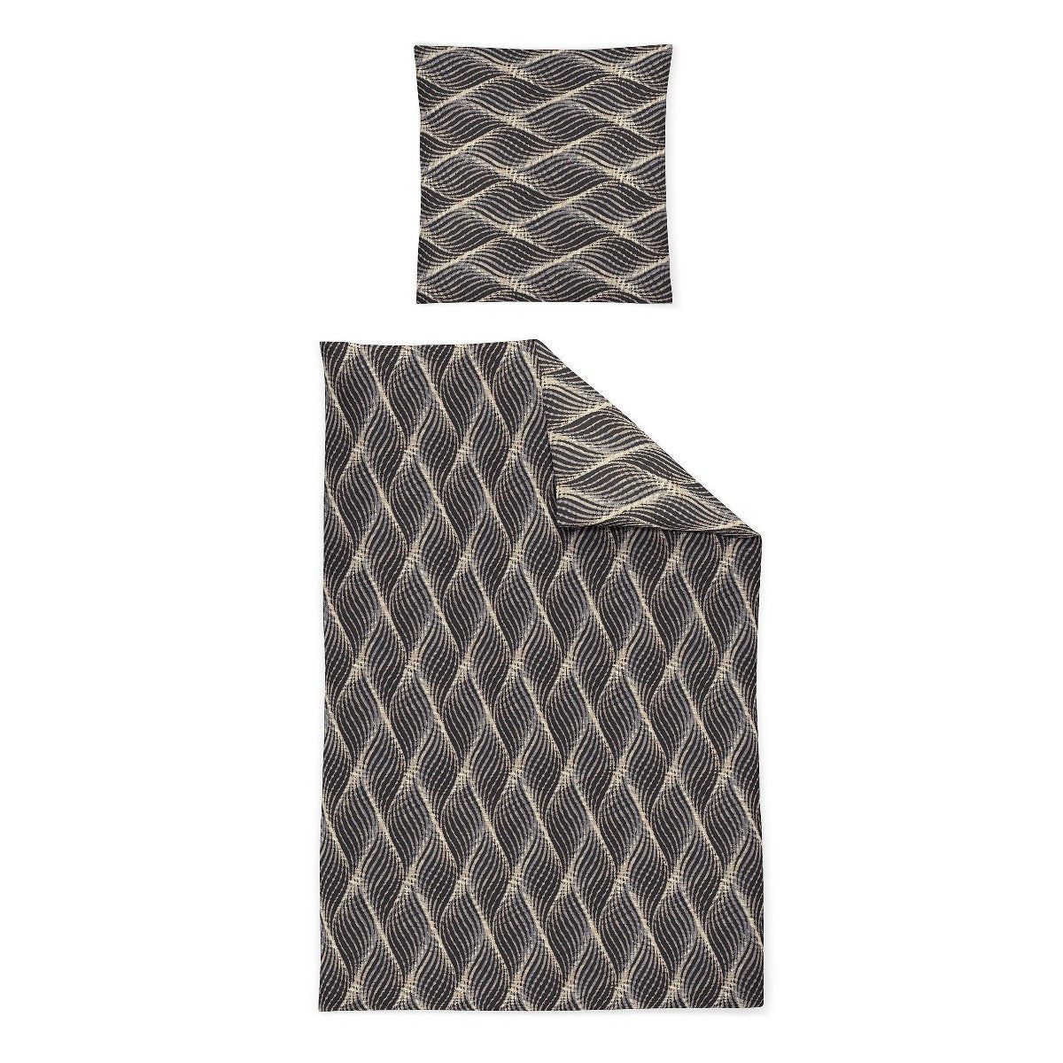 Irisette Flanell Bettwäsche Alpaka 8371-11 Rauten grau natur 135x200