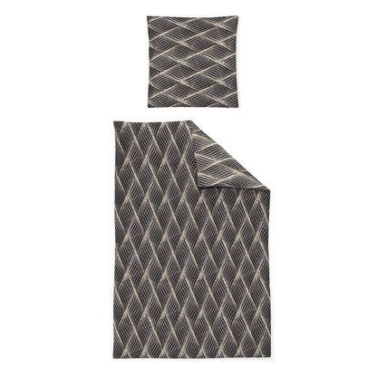 Irisette Flanell Bettwäsche Alpaka 8371-11 Rauten grau natur 135x200