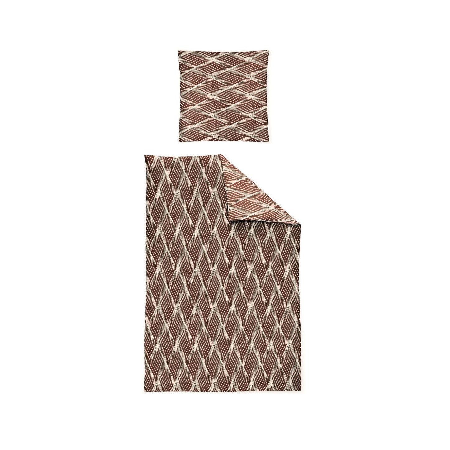 Irisette Flanell Bettwäsche Alpaka 8371-50 Rauten Braun Natur 135x200
