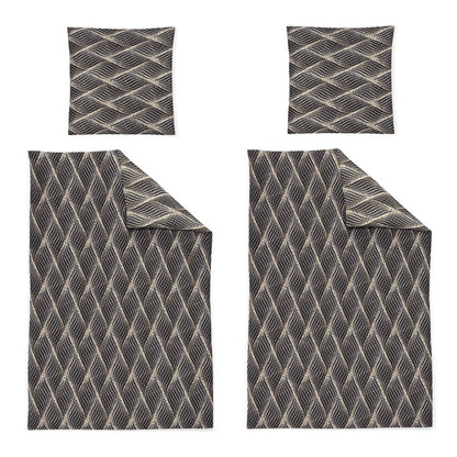 4 tlg Irisette Flanell Bettwäsche 8371-11 Rauten grau natur 135x200
