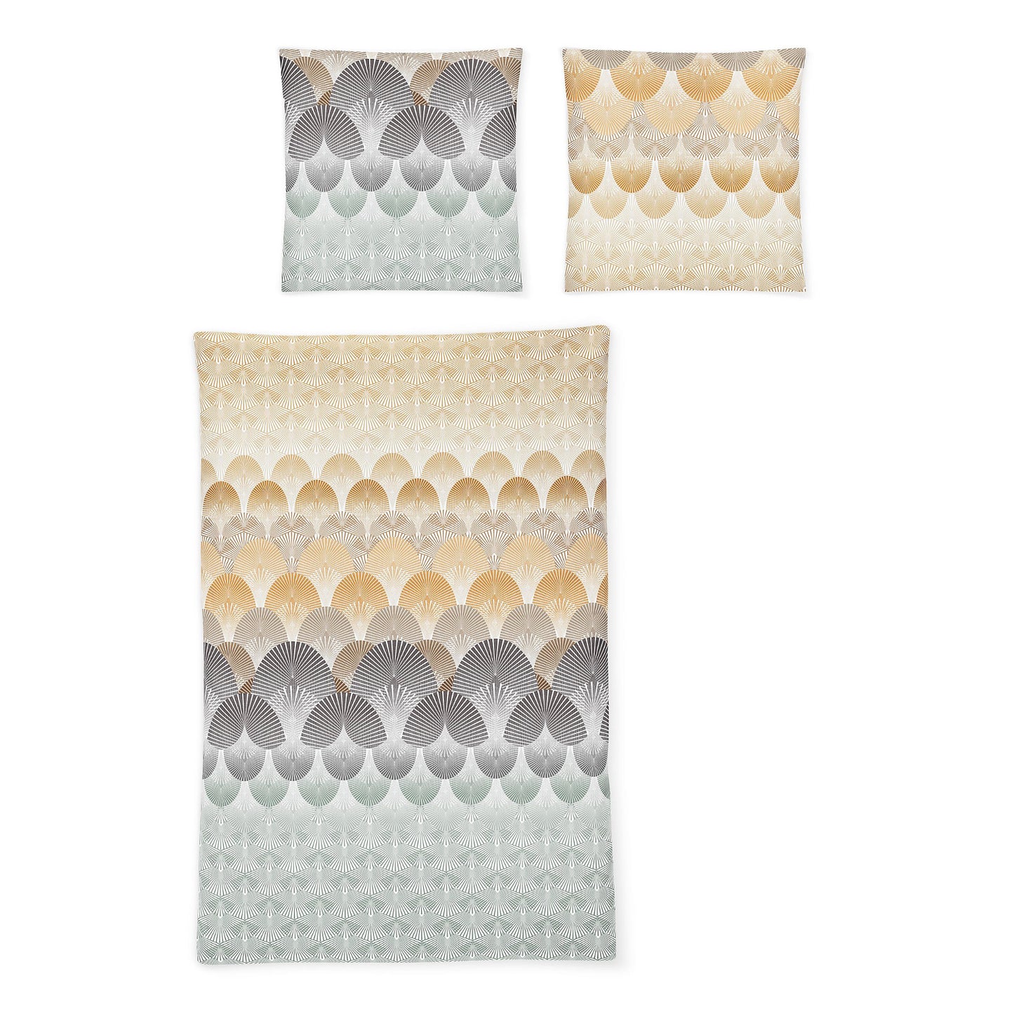 Irisette Seersucker Bettwäsche Easy 8384-90 Fächer orange blau 135x200