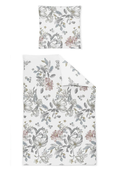 Irisette Mako Satin Bettwäsche 8388-11 Stone Blumen 155x220