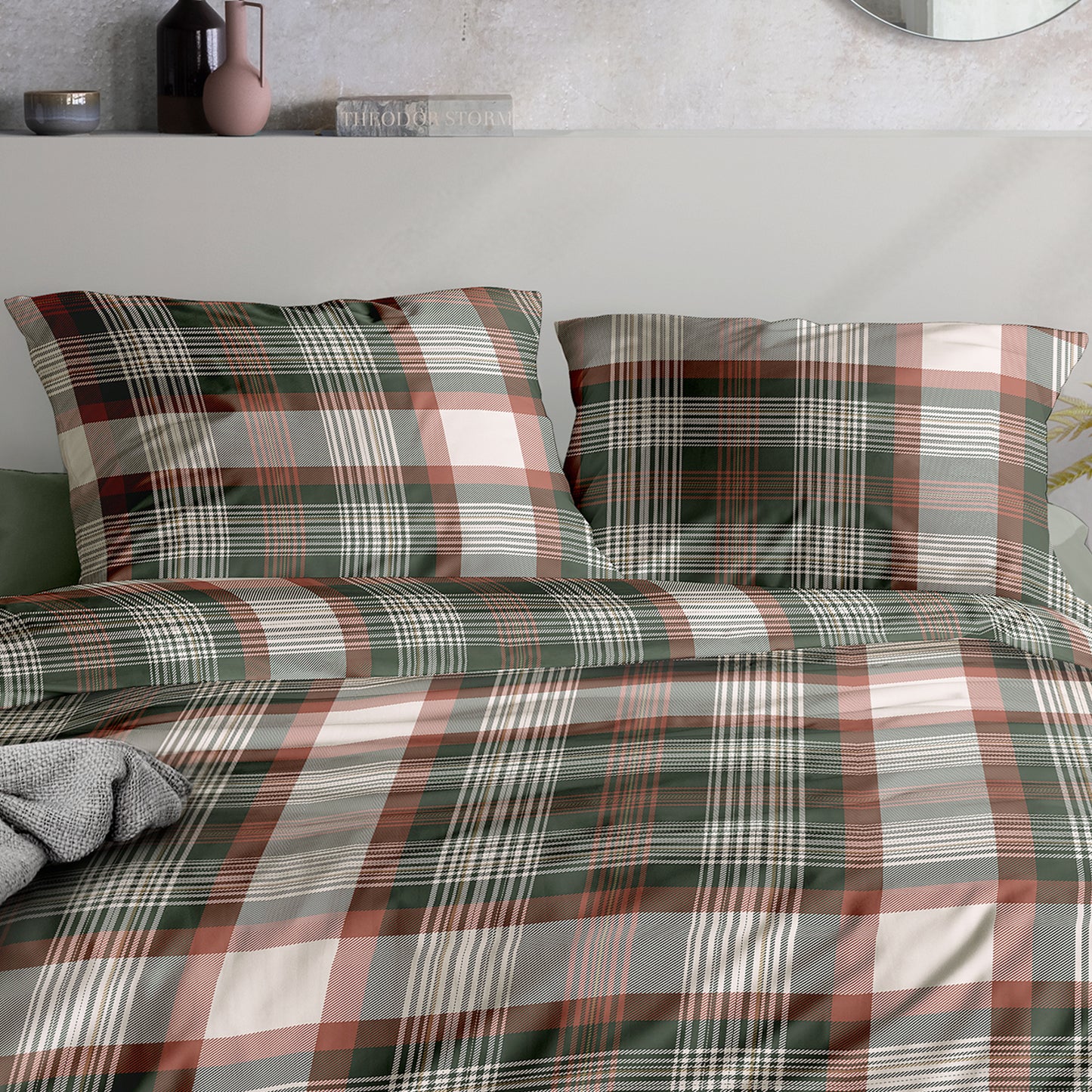 Irisette Mako Satin Bettwäsche Wave 8412-90 Kariert multi grau 135x200