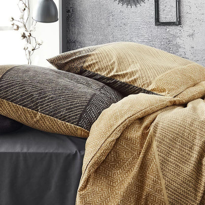 Bettwäsche Irisette Biber Meran 8430-40 Honig Anthrazit Gold 135x200