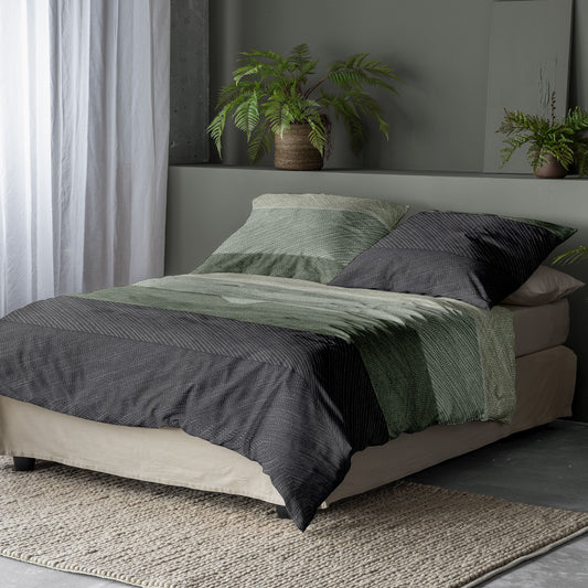 Bettwäsche Irisette Biber Koala 8430-30 Grün Anthrazit Sand 135x200