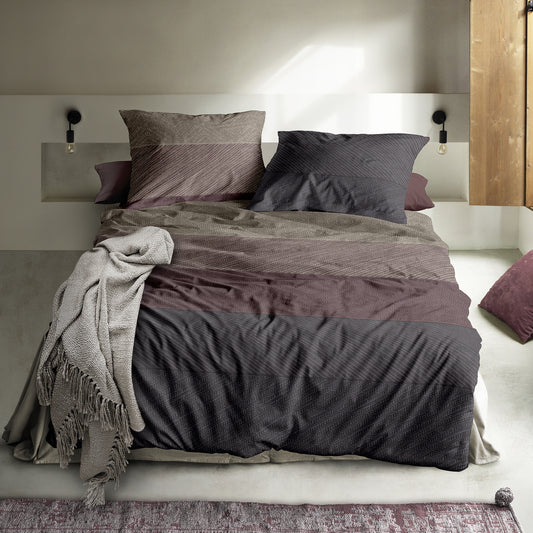 Irisette Biber Bettwäsche Meran 8430-60 Streifen rubin beige 135x200