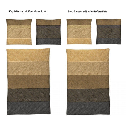 4 tlg Bettwäsche Irisette Biber Meran 8430-40 Honig Anthrazit 135x200