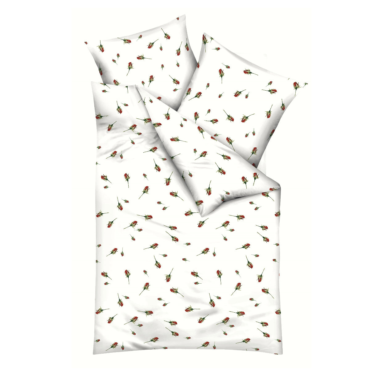 Bettwäsche Kaeppel Biber 844-508 Rosen-Knospen rot creme 135x200