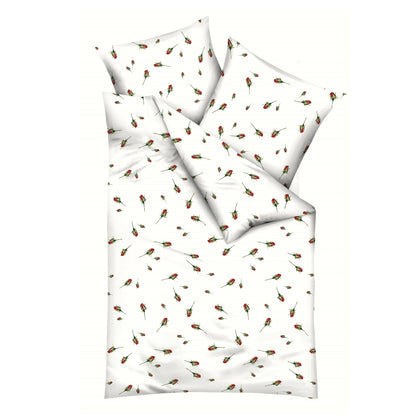 Bettwäsche Kaeppel Biber 844-508 Rosen-Knospen rot creme 135x200