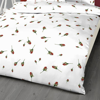 Bettwäsche Kaeppel Biber 844-508 Rosen-Knospen rot creme 135x200