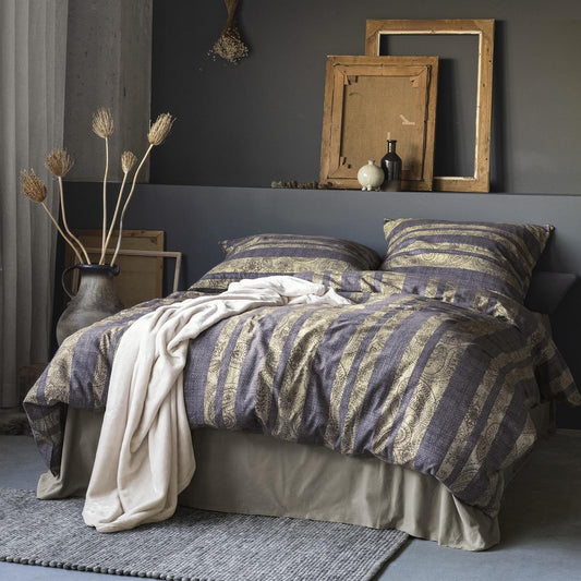 Irisette Flanell Bettwäsche Alpaka 8468-11 Streifen Paisley 135x200