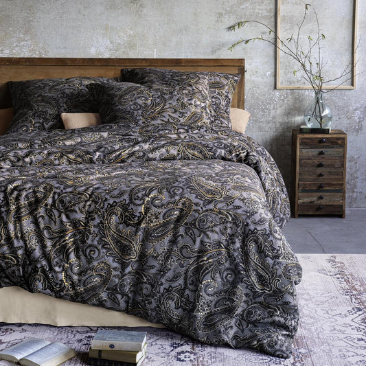 Irisette Flanell Bettwäsche Alpaka 8470-11 Paisley Grau 135x200 warm