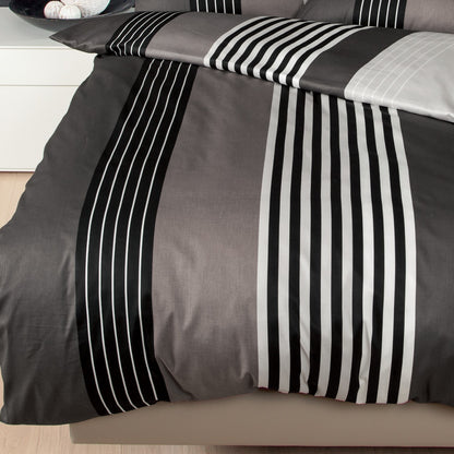Bettwäsche Janine Mako Satin J.D. 8473-08 Streifen grau taupe 135x200