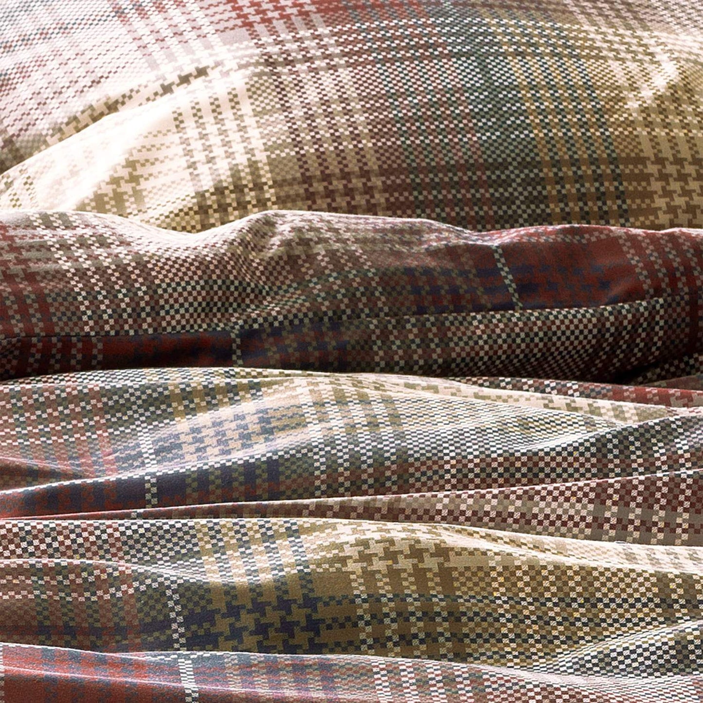 Irisette Mako Satin Bettwäsche Sky 8501-60 kariert rot, beige 135x200