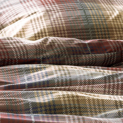 Irisette Mako Satin Bettwäsche Sky 8501-60 kariert rot, beige 135x200