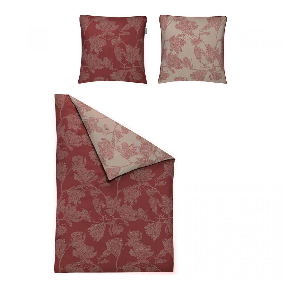 Irrisette Mako Satin Bettwäsche Glamour 8502-60 rot Blumen 135x200