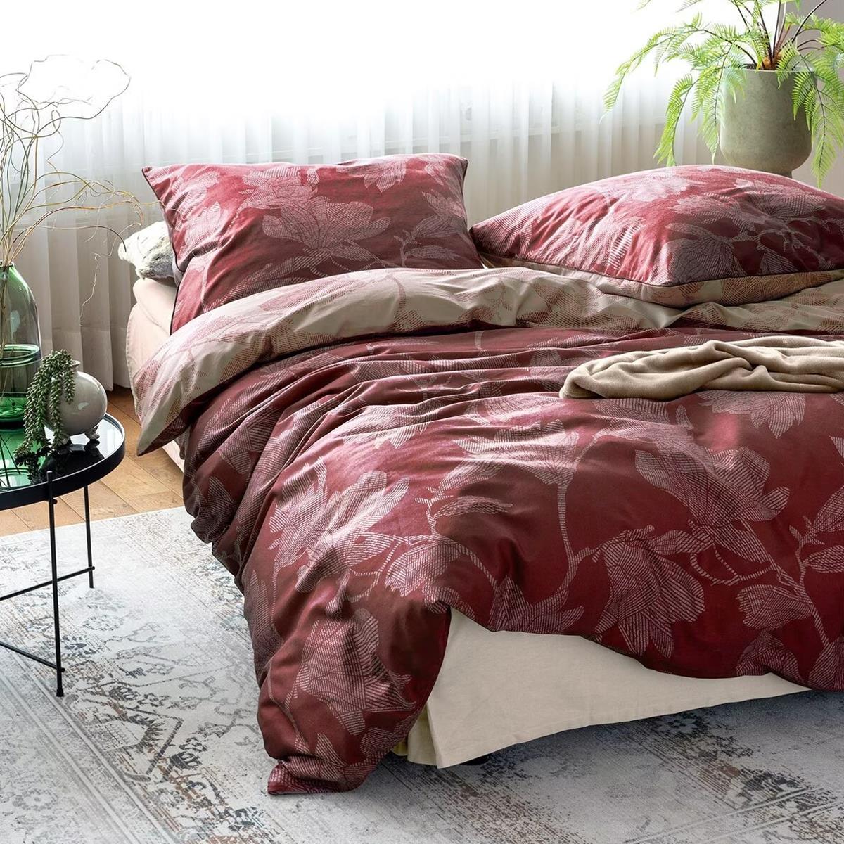 Irrisette Mako Satin Bettwäsche Glamour 8502-60 rot Blumen 135x200