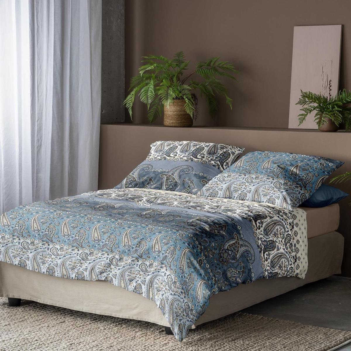 Irisette Mako Satin Bettwäsche Sky 8507-20 Paisley Blau Weiß 135x200