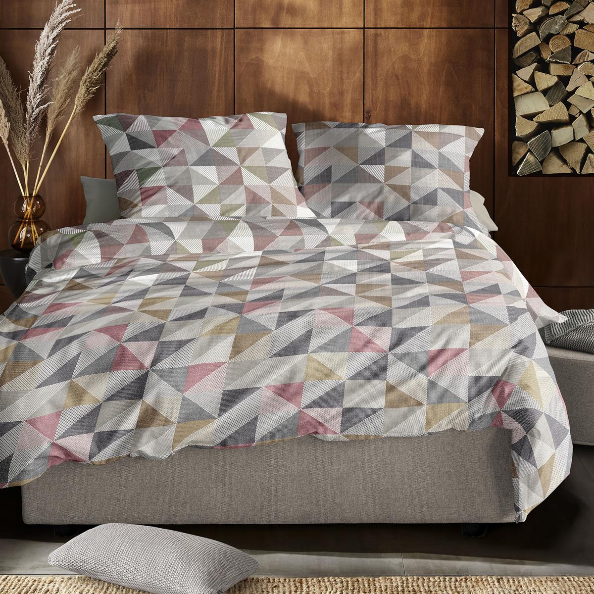 Irisette Mako Satin Bettwäsche Wave 8509-51 kupfer Dreiecke 135x200