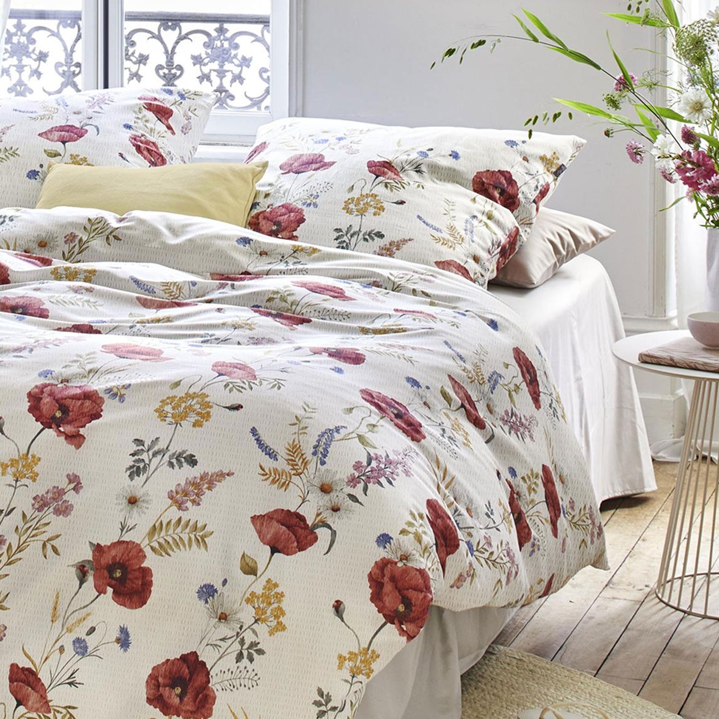 Irisette Seersucker Bettwäsche Easy 8519-60 Mohnblumen 135x200