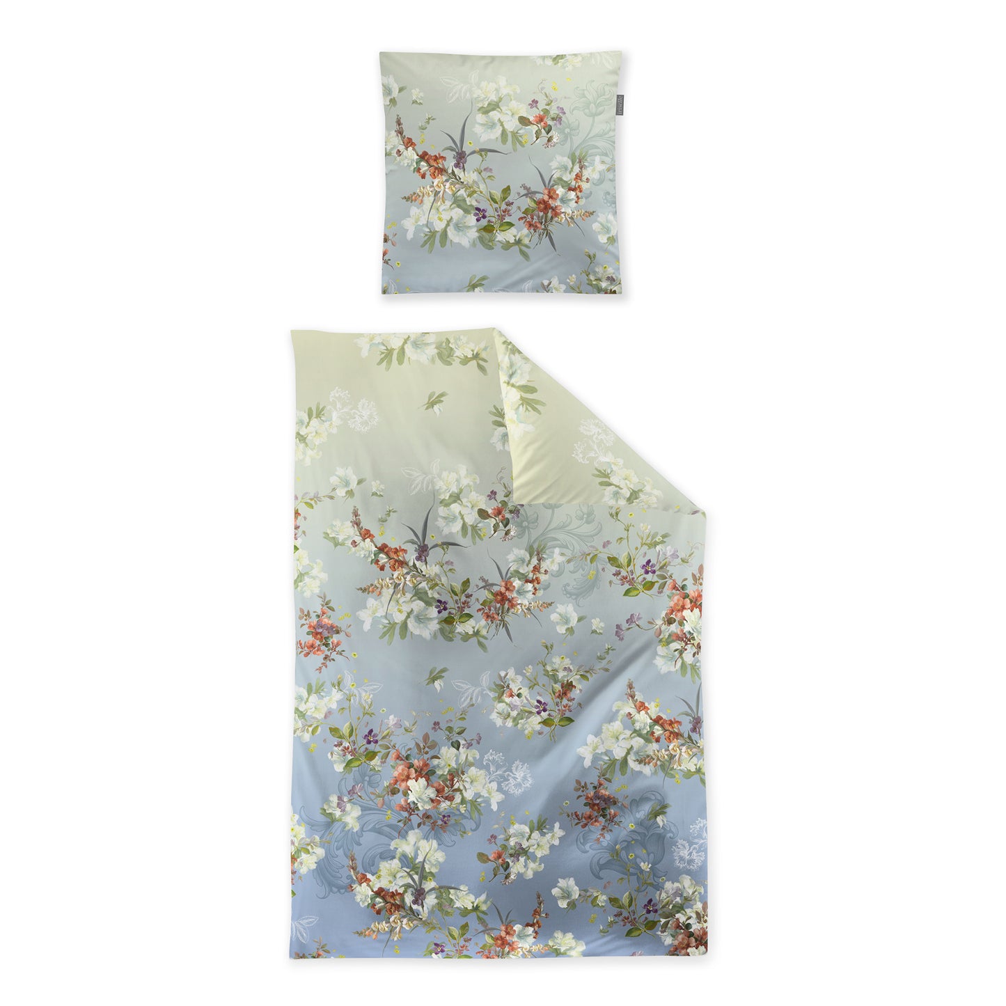 Irisette Mako Satin Bettwäsche Wave 8522-20 blau Blumen 135x200