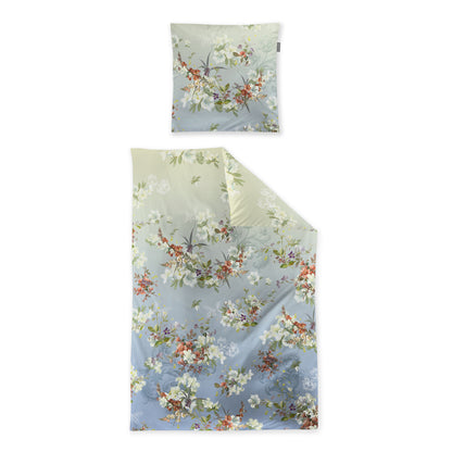 Irisette Mako Satin Bettwäsche Wave 8522-20 blau Blumen 135x200