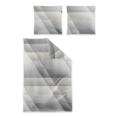 Bettwäsche Mako Satin Wave Grau mit Streifenmuster 135 x 200 cm