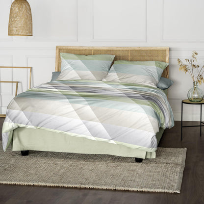 Irisette Mako Satin Bettwäsche Sky 8525-30 Streifen Grün Grau 135x200
