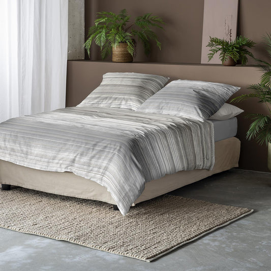 Irisette Mako Satin Bettwäsche Sky 8526-11 Streifen Grau 135x200
