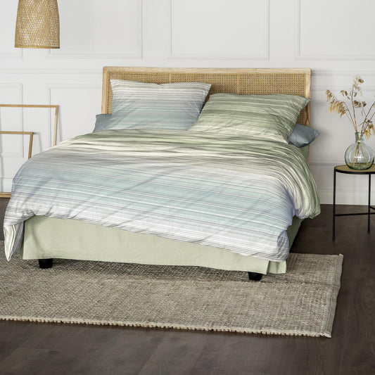 Irisette Mako Satin Bettwäsche Sky 8526-30 Streifen Grün Beige 135x200