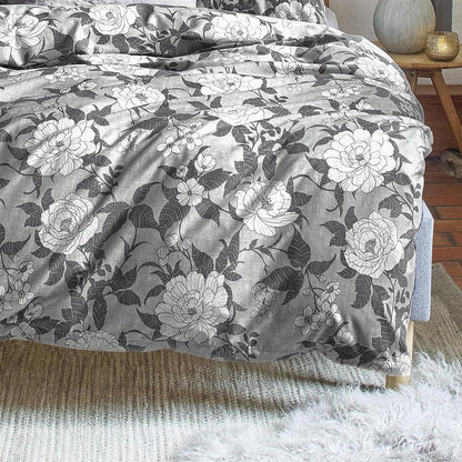 Irisette Biber Bettwäsche Koala 8531-11 Blumen Grau Anthrazit 135x200