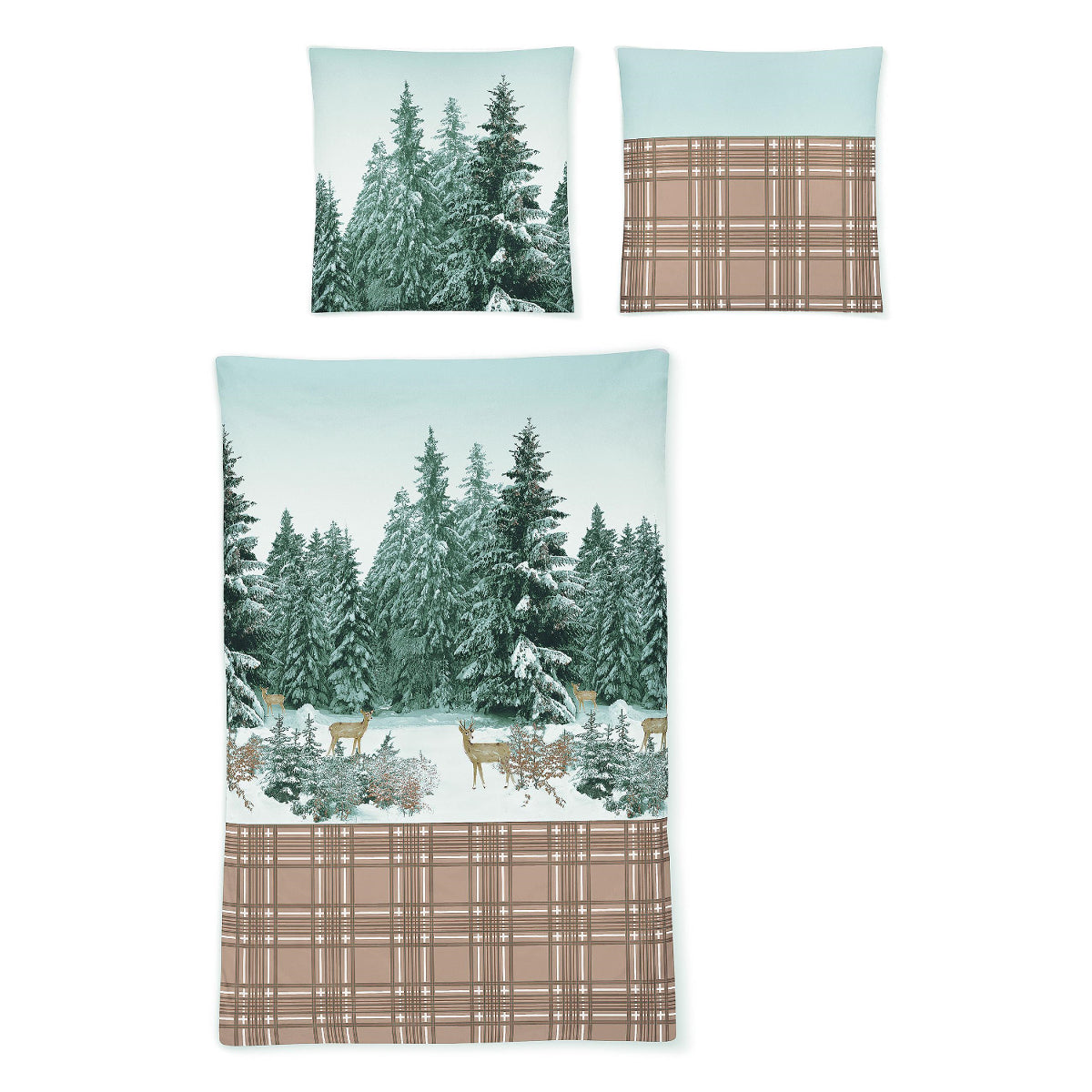 Irisette Biber Bettwäsche Feel 8537-80 Winterlandschaft Rehe 135x200