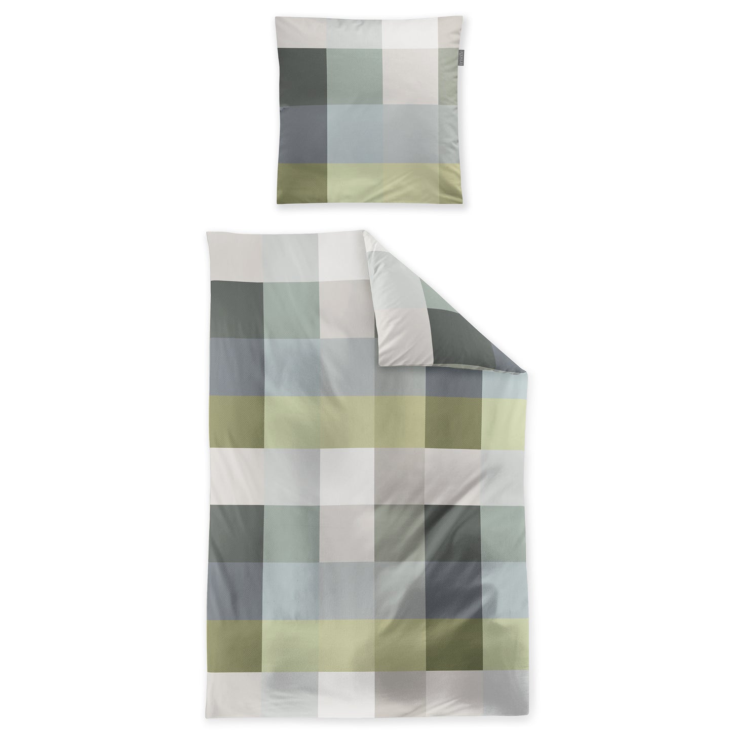 Irisette Mako Satin Bettwäsche Wave 8542-30 Kariert Mint Grau 155x220