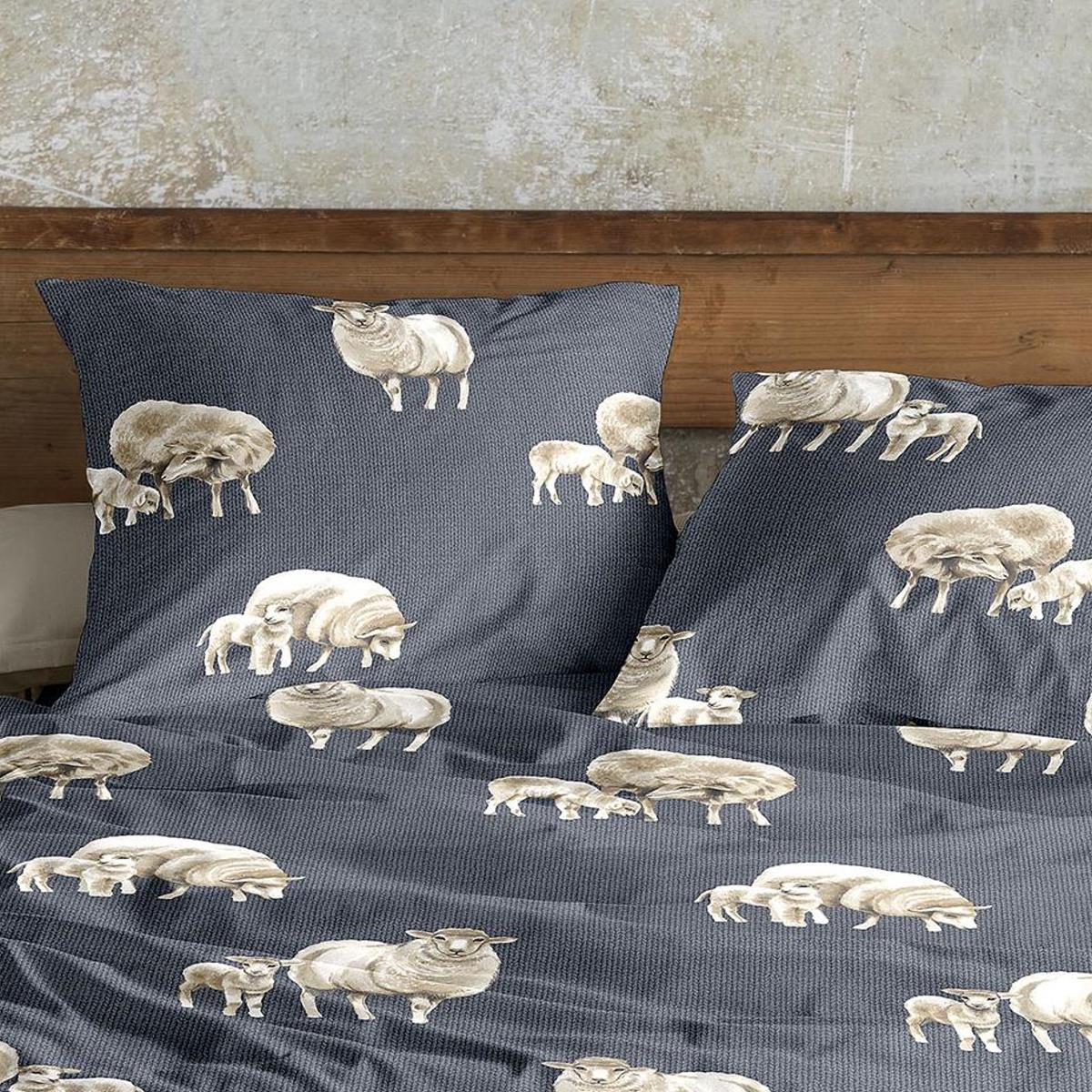 Irisette Biber Bettwäsche Panda 8545-20 Schafe Anthrazit Grau 135x200