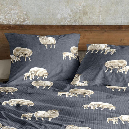 Irisette Biber Bettwäsche Panda 8545-20 Schafe Anthrazit Grau 135x200