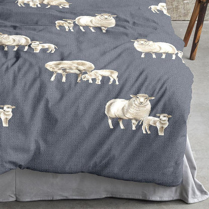 Irisette Biber Bettwäsche Panda 8545-20 Schafe Anthrazit Grau 135x200