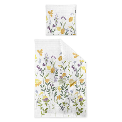 Irisette Seersucker Bettwäsche Easy 8547-40 Blumen gelb lila 135x200
