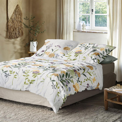 Irisette Seersucker Bettwäsche Easy 8547-40 Blumen gelb lila 135x200