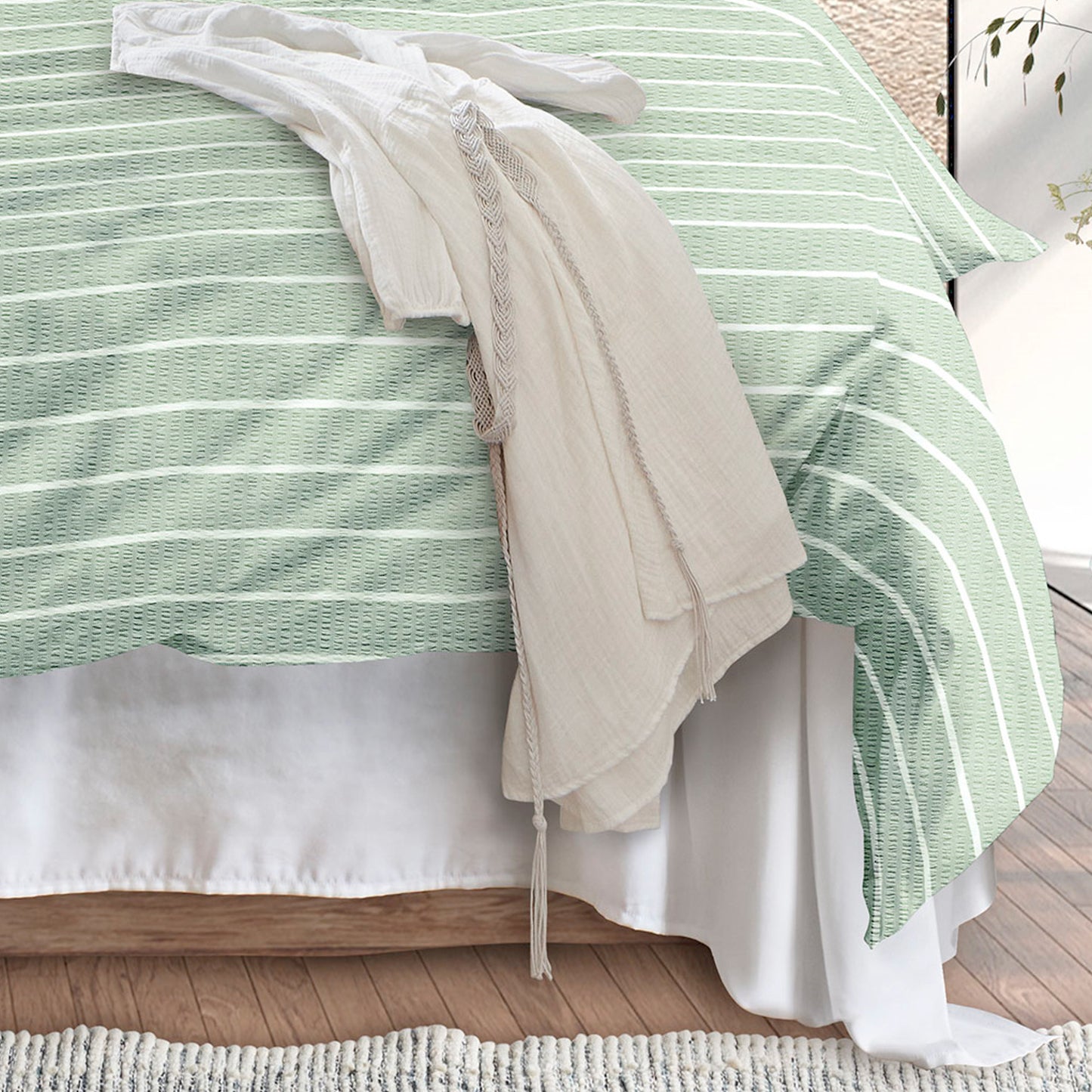 Irisette Seersucker Bettwäsche Easy 8548-30 Streifen grün weiß 135x200