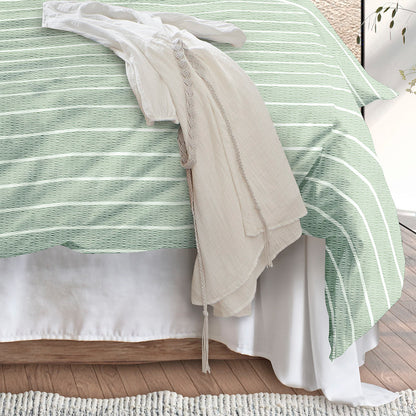 Irisette Seersucker Bettwäsche Easy 8548-30 Streifen grün weiß 135x200