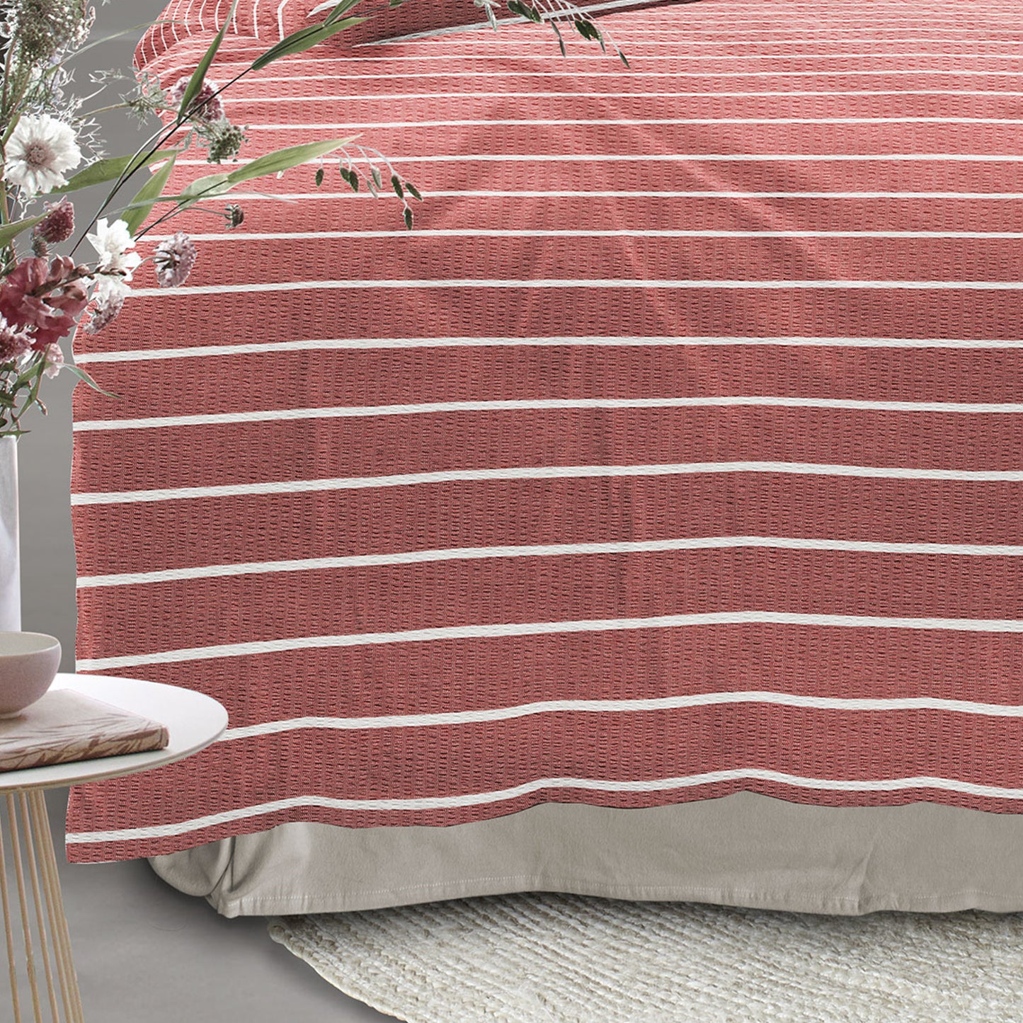 Irisette Seersucker Bettwäsche Easy 8548-60 Streifen rot weiß 135x200