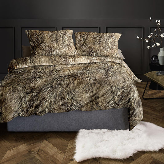 Bettwäsche Flausch Cotton Zobel Braun mit Felloptik 135 x 200 cm