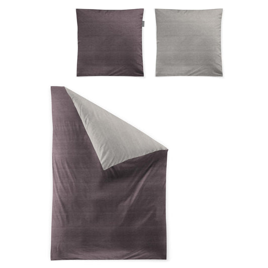 Irisette Mako Satin Bettwäsche Wave 8557-70 Mauve Grau 135x200